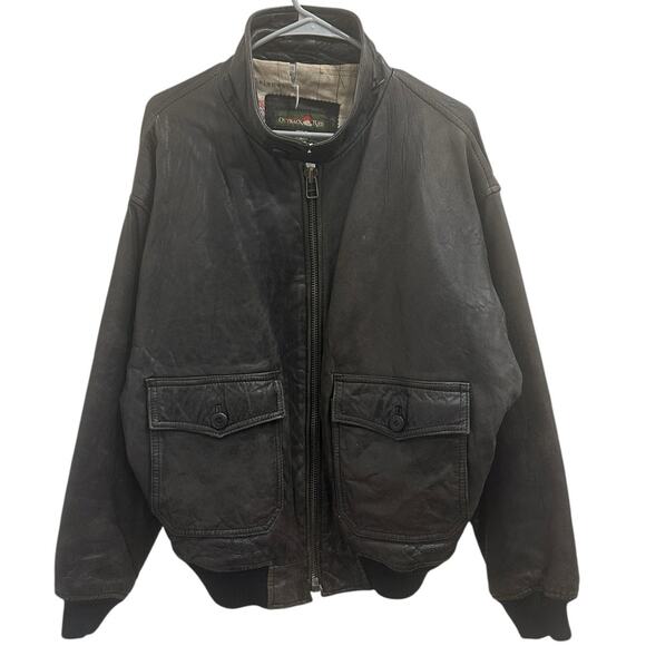 Vintage Outback Red Brown Leather Classic Pilot Aviator Bomber Jacket Streetwear - Picture 1 of 16